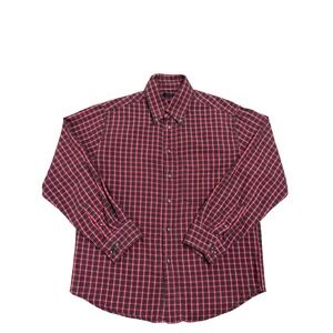 Covington Mens Red Black Plaid Flannel Button Down Shirt Small 100% Cotton